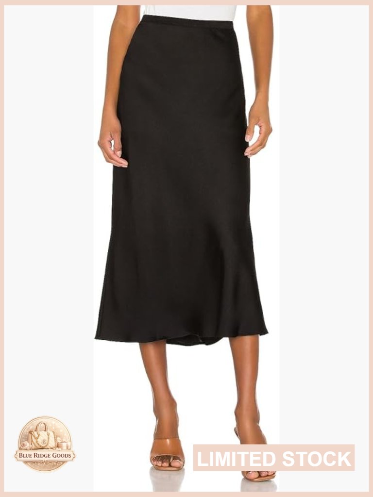 Satin Mermaid Midi Skirt Elegant Office Wear Pull On Elastic Waist Flowy